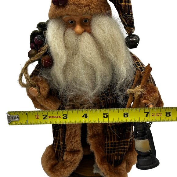 Vtg Old World Santa Claus Figurine Father Christmas Lantern Velvet Coat 13” Core - Picture 3 of 9